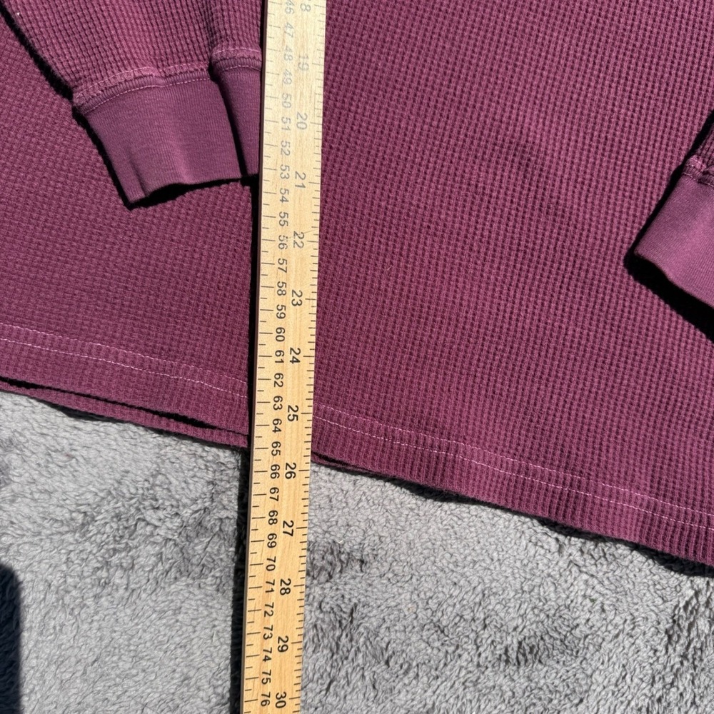 Unbranded Waffle Knit Henley Mens 2XL Burgundy Excellent Thermal Long Sleeve - Picture 6 of 6